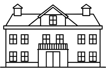 tenement silhouette line art vector illustration with a white background