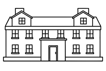 tenement silhouette line art vector illustration with a white background