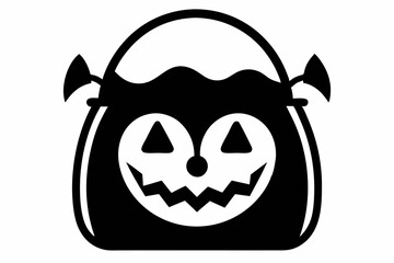 trick or treat bag icon silhouette line art vector illustration with a white background