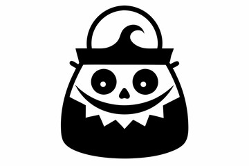 trick or treat bag icon silhouette line art vector illustration with a white background