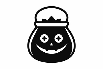 trick or treat bag icon silhouette line art vector illustration with a white background