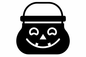 trick or treat bag icon silhouette line art vector illustration with a white background