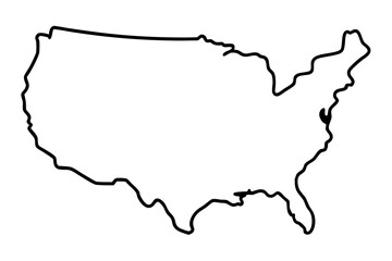 usa map silhouette line art vector illustration with a white background
