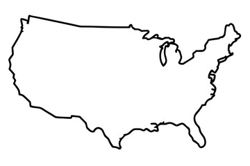 usa map silhouette line art vector illustration with a white background