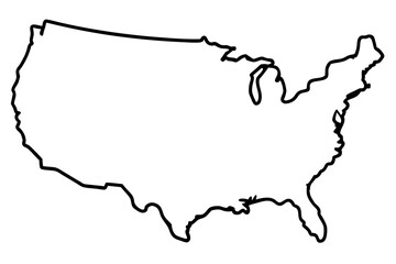 usa map silhouette line art vector illustration with a white background