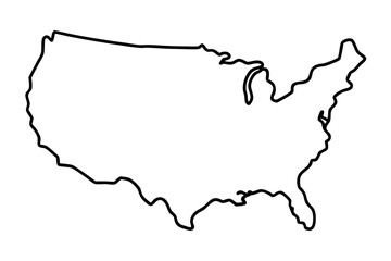 usa map silhouette line art vector illustration with a white background