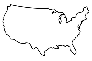 usa map silhouette line art vector illustration with a white background
