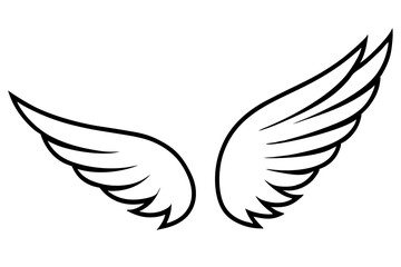 wing silhouette line art vector illustration with a white background