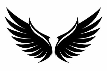 wing silhouette line art vector illustration with a white background
