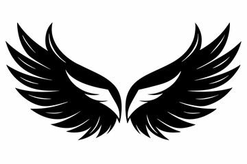 wing silhouette line art vector illustration with a white background