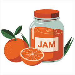 Orange marmalade jar sweet spread isolated vector illustration