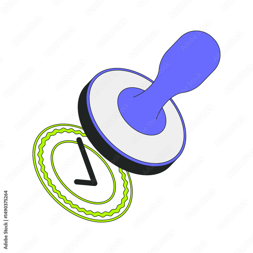 Poster rubber stamp with approved check mark 2d onboarding ui illustration. rubberstamp validate sign. cert