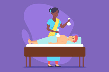 Health practitioner using traditional healing method on patient lying on bed. Concept of relaxation and wellness through alternative medicine techniques