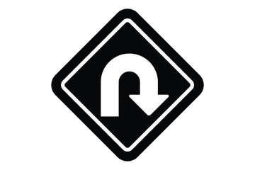 U-turn ahead traffic sign road. U-Turn road sign. eps 10.