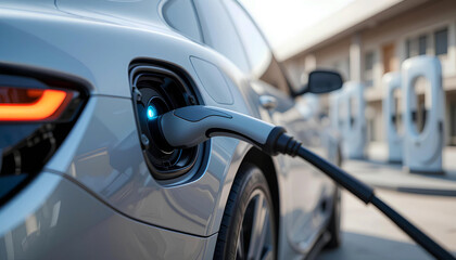 Electric Car Charging at EV Station &ndash; Clean Energy and Future Mobility.
