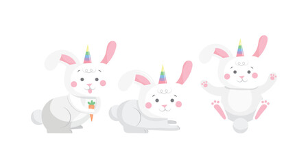 Set Icons rabbit cute