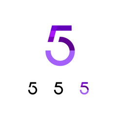 Logo number 5, trendy modern numeral five, set of four different numbers for your brand name design, vector illustration 10 EPS