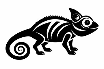 chameleon silhouette line art vector illustration with a white background