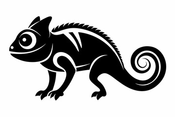 chameleon silhouette line art vector illustration with a white background