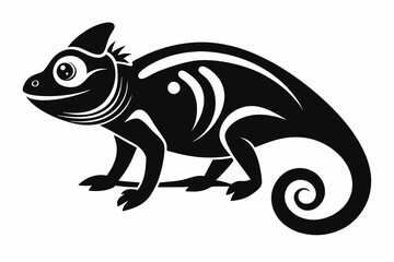 chameleon silhouette line art vector illustration with a white background