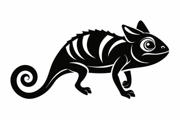 chameleon silhouette line art vector illustration with a white background