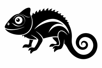 chameleon silhouette line art vector illustration with a white background