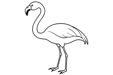 flamingo silhouette line art vector illustration with a white background
