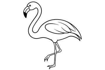 flamingo silhouette line art vector illustration with a white background
