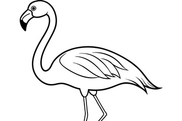 flamingo silhouette line art vector illustration with a white background