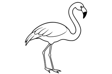 flamingo silhouette line art vector illustration with a white background