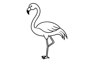 Obraz premium flamingo silhouette line art vector illustration with a white background