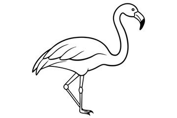 Fototapeta premium flamingo silhouette line art vector illustration with a white background