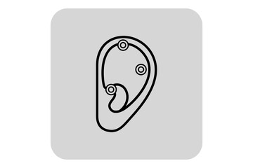 Line art icon of ear with various circles. Alternative medicine and holistic health practices concept