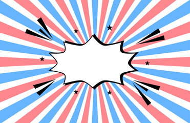 Fototapeta premium Pop Art Comic Explosion Background with Red and Blue Rays.