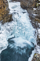 Frozen Waterfall Basin in Iceland