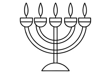 hanukkah menorah with candles silhouette line art vector illustration with a white background
