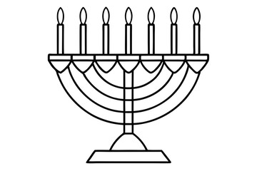 hanukkah menorah with candles silhouette line art vector illustration with a white background