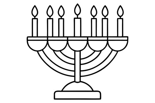 recommend clip art: hanukkah menorah with candles silhouette line art vector illustration with a white background