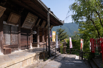 日本、奈良、長谷寺、夏、綠葉、寺院、佛寺、佛教、木造建築、古代建築、庭園、木、文化財、日本文化、歷史名勝、綠色、風景、青空、初夏、写真素材	

