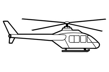 helicopter silhouette line art vector illustration with a white background