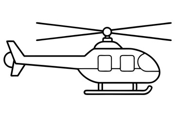 helicopter silhouette line art vector illustration with a white background