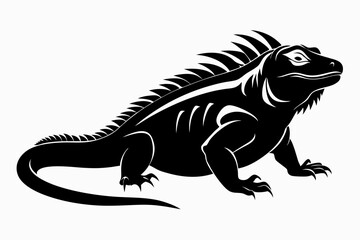 Obraz premium iguana silhouette line art vector illustration with a white background