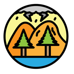 Storm Over Island Vector Filled Icon Design