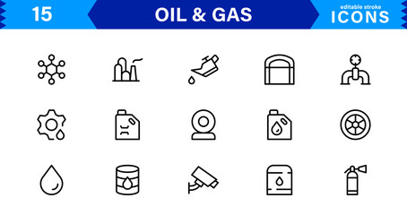 Explore this professional Oil and Gas Industry Icon Set designed for energy, fuel, and petroleum-related visuals.
