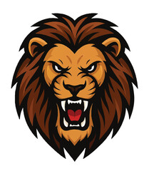 Lion head vector illustration with wild animal mascot and tattoo style elements
