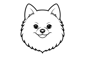 pomeranian dog silhouette line art vector illustration with a white background