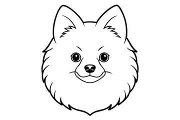 pomeranian dog silhouette line art vector illustration with a white background