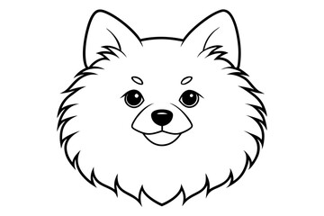 pomeranian dog silhouette line art vector illustration with a white background
