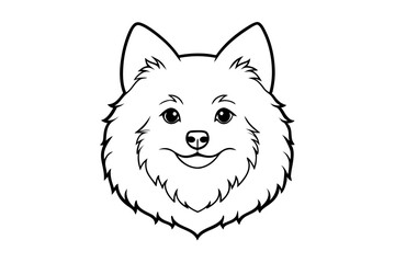 pomeranian dog silhouette line art vector illustration with a white background