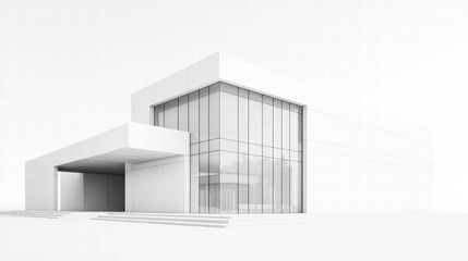 Obraz premium Modern Architectural Marvel: A minimalist and modern architectural design, showcasing clean lines, expansive glass windows, and a sleek, contemporary aesthetic.